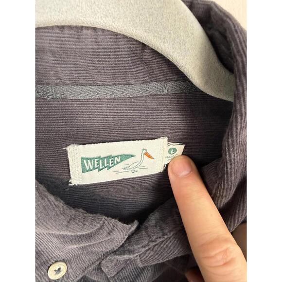 Wellen Corduroy Shirt Mens Large Dark Gray Huckberry Organic Cotton Button Down - Picture 2 of 6